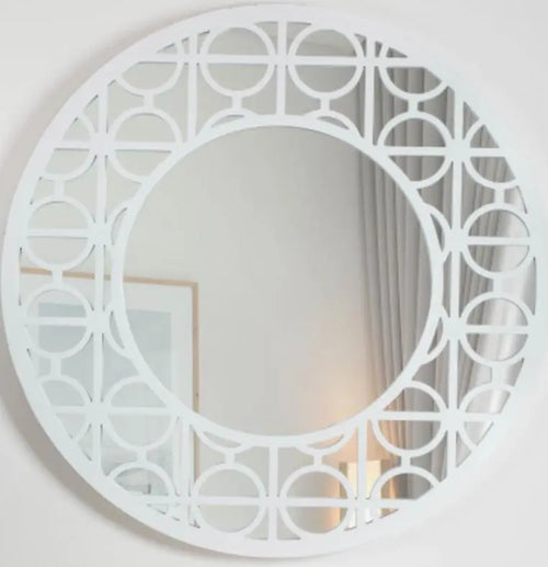 100cm Torino White Wood Round Wall Mirror House of Fleur