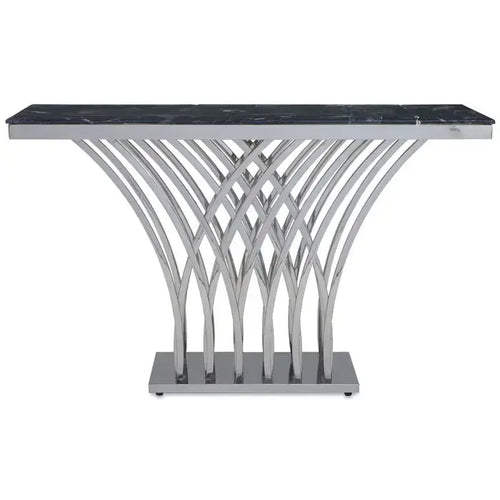 ARENZA BLACK MARBLE AND SILVER CONSOLE TABLE House of Fleur