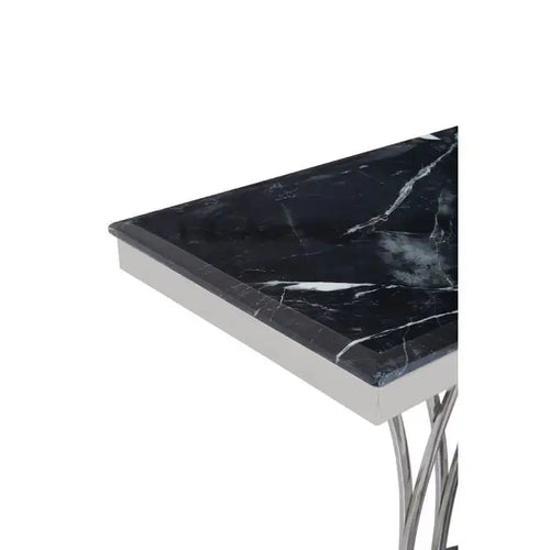 ARENZA BLACK MARBLE AND SILVER CONSOLE TABLE House of Fleur