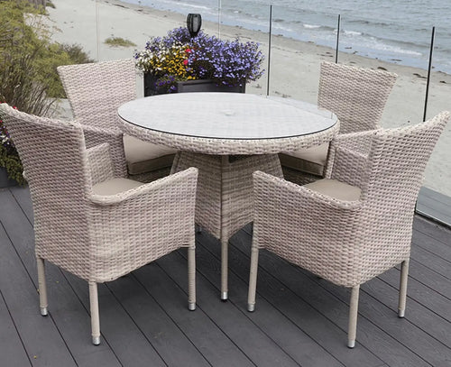 Abel Outdoor Rattan Stackable 4 Seat Dining Set in Natural House of Fleur