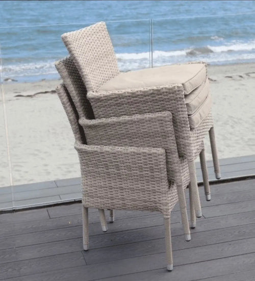 Abel Outdoor Rattan Stackable 4 Seat Dining Set in Natural House of Fleur