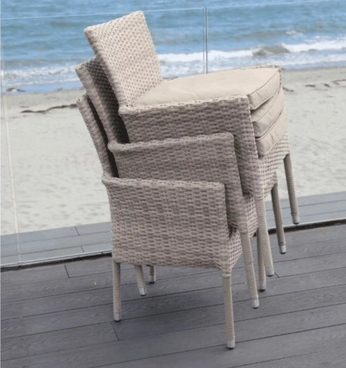 Abel Outdoor Rattan Stackable 6 Seat Dining Set in Natural House of Fleur