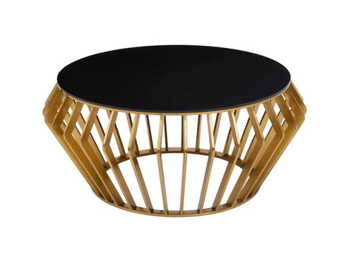 Ackley Black And Gold Round Coffee Table House of Fleur