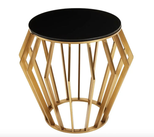 Ackley Black And Gold Round Side Table House of Fleur