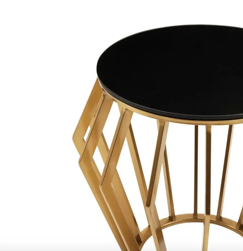 Ackley Black And Gold Round Side Table House of Fleur