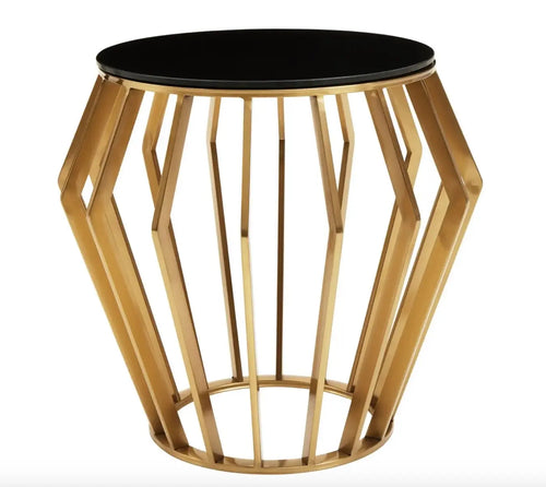 Ackley Black And Gold Round Side Table House of Fleur