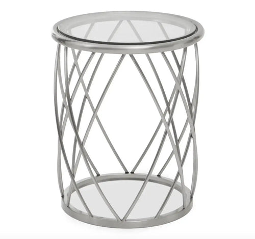 Ackley Silver Round Side Table House of Fleur