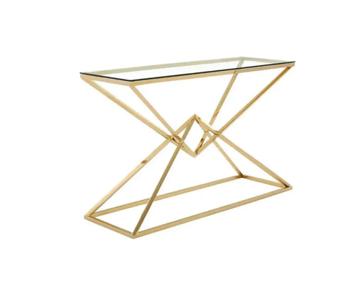 Allure Corseted Champagne Console Table House of Fleur