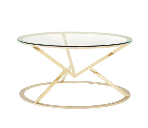 Allure Corseted Round Champagne Coffee Table House of Fleur