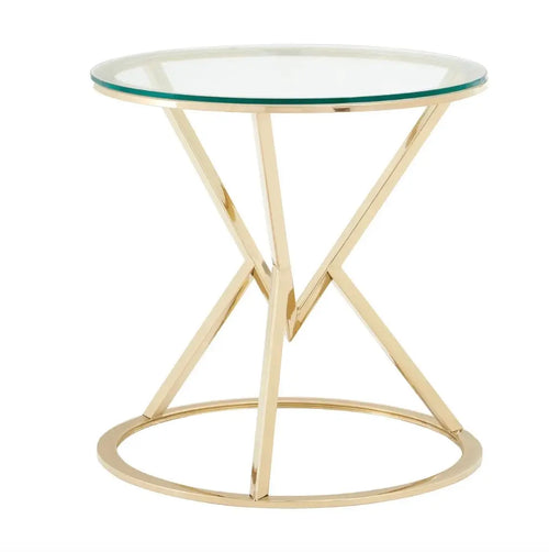 Allure Corseted Round Champagne End Table House of Fleur