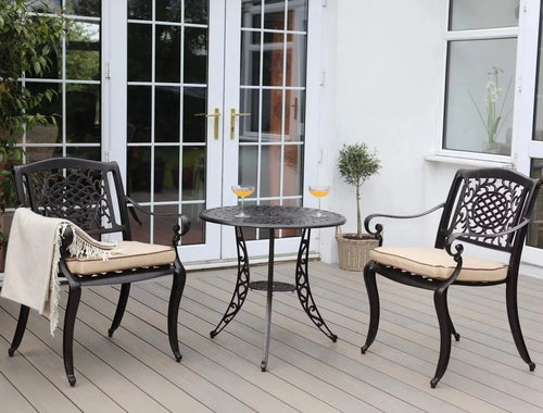 Alore Cast Aluminium 2 Seat Outdoor Bistro Set in Antique Bronze House of Fleur