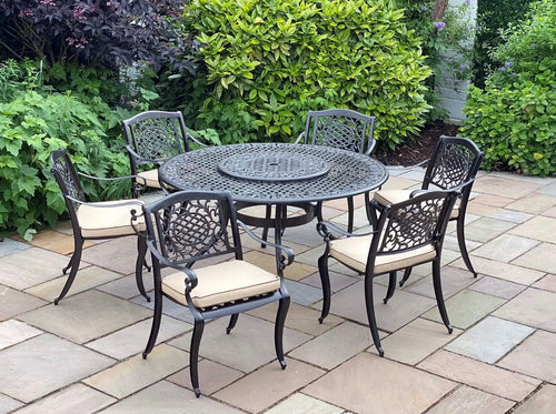 Alore Cast Aluminium 6 Seat Outdoor Dining Set in Antique Bronze House of Fleur