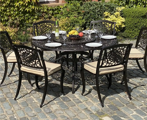 Alore Cast Aluminium 6 Seat Outdoor Dining Set in Antique Bronze House of Fleur