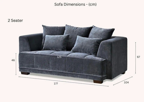 Aluxo Gramercy 2 and 3 Seater Sofas in Steel Velvet House of Fleur