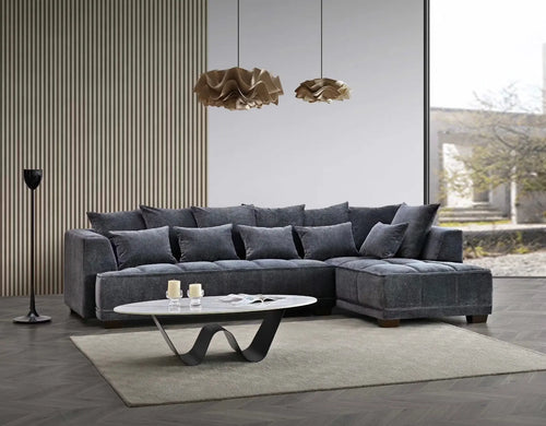 Aluxo Gramercy Corner Sofa in Steel Velvet House of Fleur