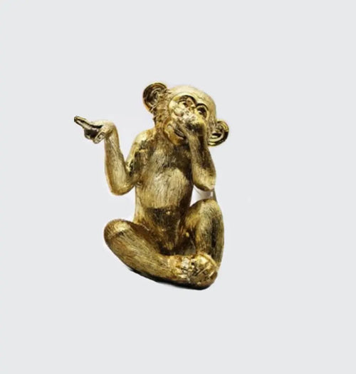 Antique Gold Speak No Evil Monkey House of Fleur