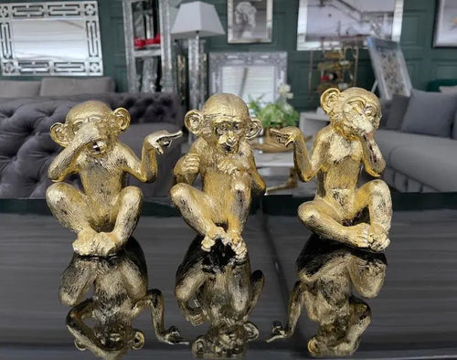 Antique Gold Speak No Evil Monkey House of Fleur