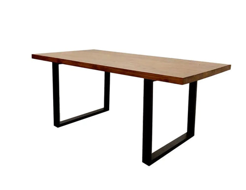 Anya 1.8 Dining Table Solid Dark Pine wood with Matt Black Metal Legs My Store