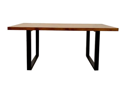 Anya 1.8 Dining Table Solid Dark Pine wood with Matt Black Metal Legs My Store