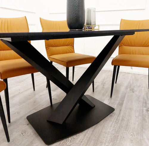 Apollo 1.6 Black Dining Table with Black Sintered Stone House of Fleur