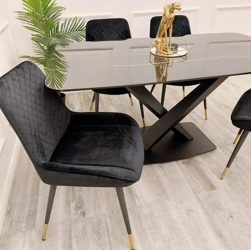 Apollo 1.6 Black Dining Table with Black Sintered Stone House of Fleur