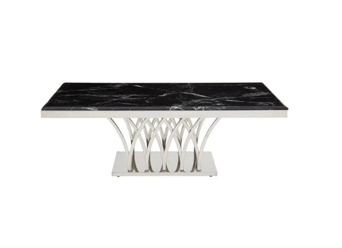 Arenza Black Marble And Silver Coffee Table House of Fleur