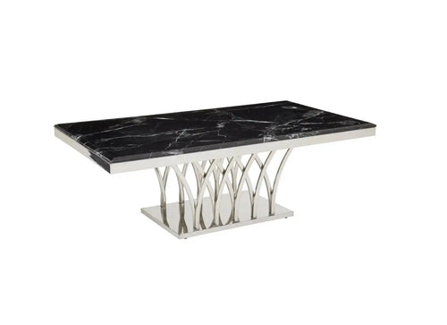 Arenza Black Marble And Silver Coffee Table House of Fleur