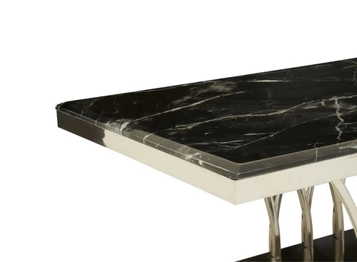 Arenza Black Marble And Silver Coffee Table House of Fleur