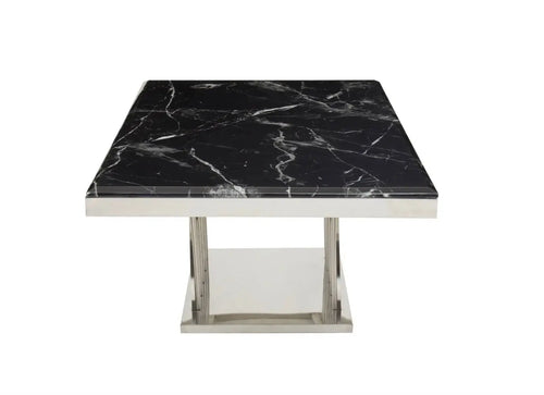 Arenza Black Marble And Silver Coffee Table House of Fleur