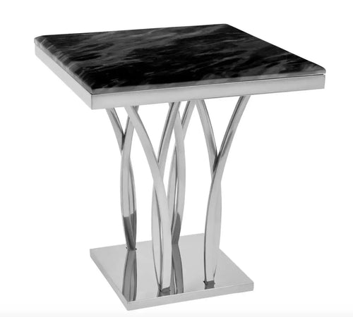 Arenza Black Marble And Silver Side Table House of Fleur