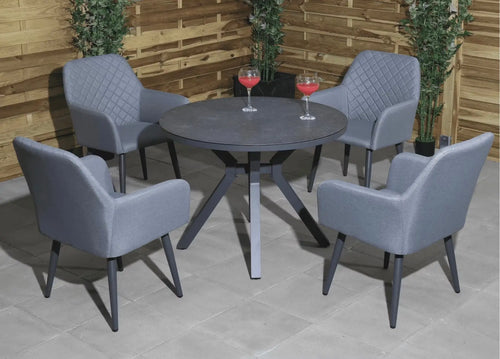 Aria Outdoor Fabric 4 Seat Round Dining Set House of Fleur