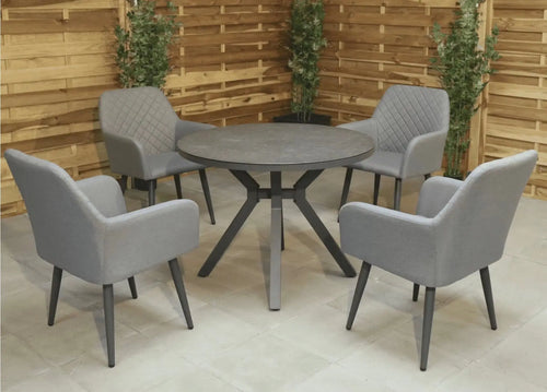 Aria Outdoor Fabric 4 Seat Round Dining Set House of Fleur