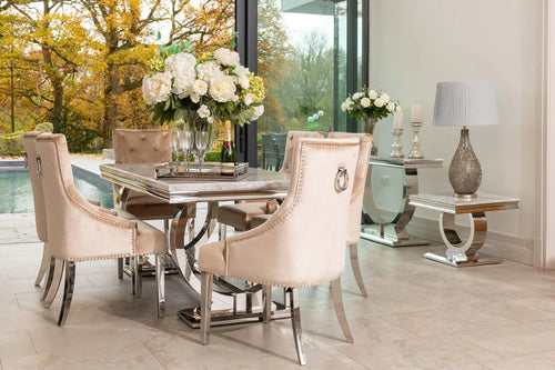 Arianna Dining Table 1.5, 1.8 & 2.0 Meter with Annabelle Chairs Champagne House of Fleur