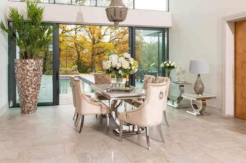 Arianna Dining Table 1.5, 1.8 & 2.0 Meter with Annabelle Chairs Champagne House of Fleur