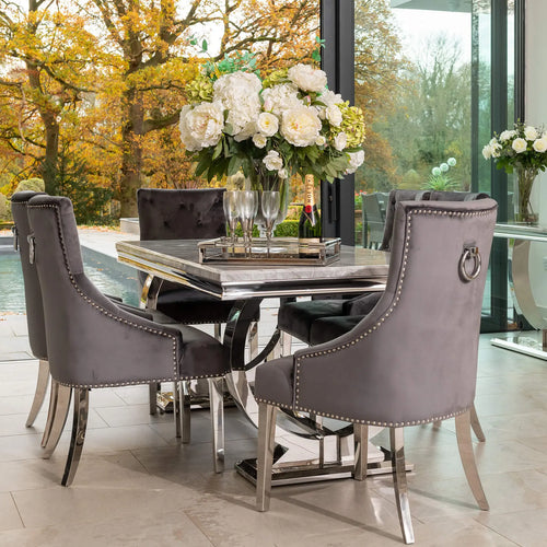 Arianna Dining Table 1.5, 1.8 & 2.0 Meter with Annabelle Chairs Dark Grey House of Fleur