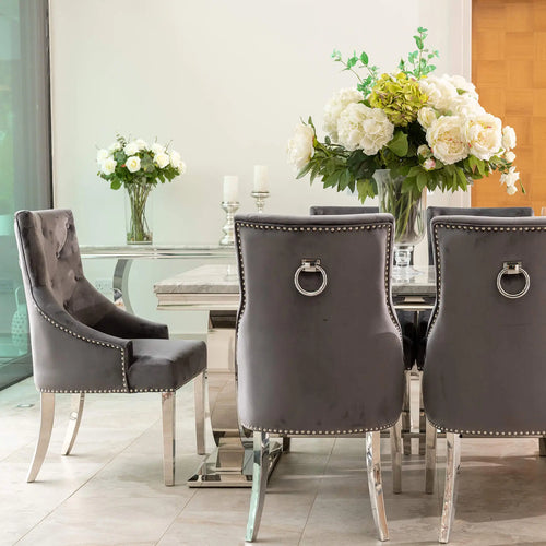 Arianna Dining Table 1.5, 1.8 & 2.0 Meter with Annabelle Chairs Dark Grey House of Fleur