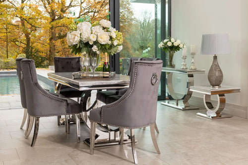 Arianna Dining Table 1.5, 1.8 & 2.0 Meter with Annabelle Chairs Dark Grey House of Fleur