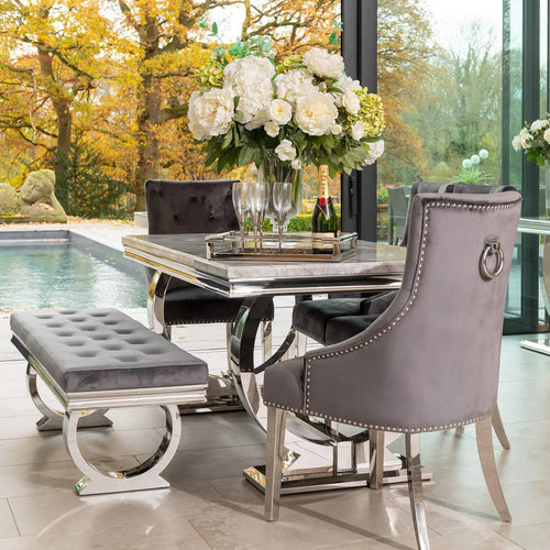 Arianna Dining Table 1.5, 1.8 & 2.0 Meter with Annabelle Chairs Dark Grey House of Fleur