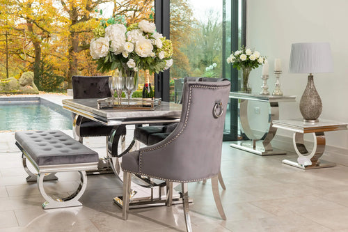 Arianna Dining Table 1.5, 1.8 & 2.0 Meter with Annabelle Chairs Dark Grey House of Fleur