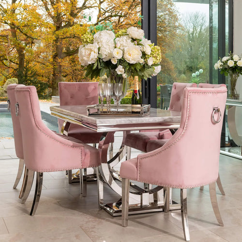 Arianna Dining Table 1.5, 1.8 & 2.0 Meter with Annabelle Chairs Pink House of Fleur