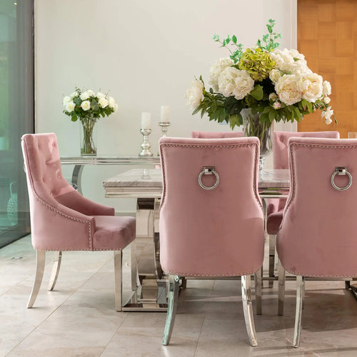 Arianna Dining Table 1.5, 1.8 & 2.0 Meter with Annabelle Chairs Pink House of Fleur