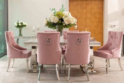 Arianna Dining Table 1.5, 1.8 & 2.0 Meter with Annabelle Chairs Pink House of Fleur