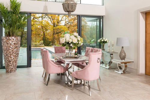 Arianna Dining Table 1.5, 1.8 & 2.0 Meter with Annabelle Chairs Pink House of Fleur