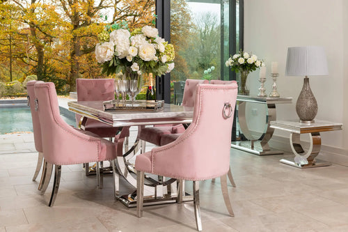 Arianna Dining Table 1.5, 1.8 & 2.0 Meter with Annabelle Chairs Pink House of Fleur