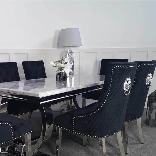 Arianna Dining Table 1.5, 1.8 & 2.0 Meter with Bentley Black Lion knocker Chairs House of Fleur