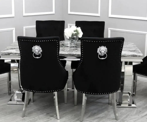 Arianna Dining Table 1.5, 1.8 & 2.0 Meter with Bentley Black Lion knocker Chairs House of Fleur