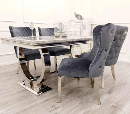 Arianna Dining Table 1.5, 1.8 & 2.0 Meter with Chelsea Grey Lion knocker Chairs House of Fleur