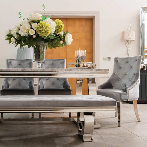 Arianna Dining Table 1.5, 1.8 & 2.0 Meter with Cheshire Silver Chairs House of Fleur