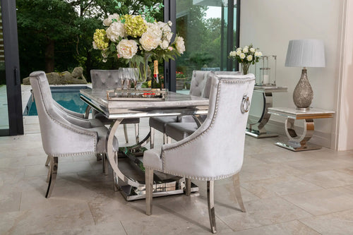 Arianna Dining Table 1.5, 1.8 & 2.0 Meter with Cheshire Silver Chairs House of Fleur