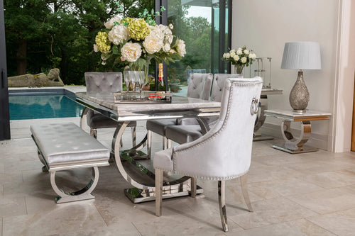 Arianna Dining Table 1.5, 1.8 & 2.0 Meter with Cheshire Silver Chairs House of Fleur